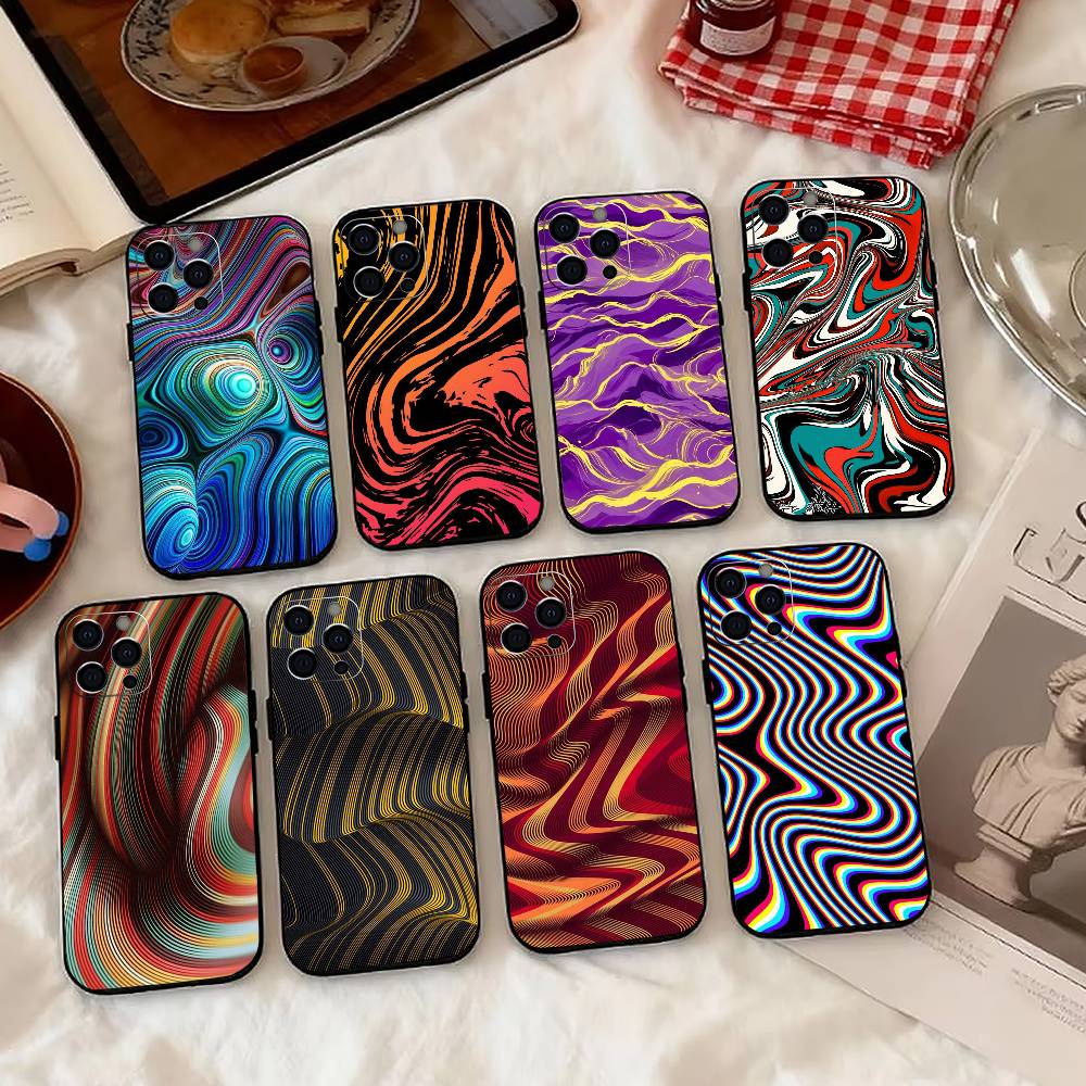 Modern Art Wave Phone Case Silicone Soft For IPhone 17 16 15 14 13 12 11 X XR Plus Pro Max Plus