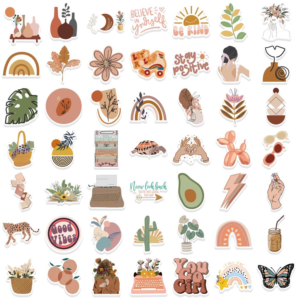 100 Bohemian Style Stickers Personalized Decorative Suitcase Notebook Waterproof Stickers