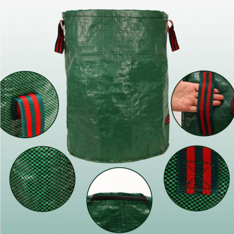 Leaf Bag Large Capacity Garden Branches Fallen Leaves Collection Dark Green PP Woven Reusable Plant Garbage Supplies Gift