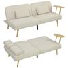 3-Seater Sofa Bed with Side Table 3 In 1 with Adjustable Backrest Click-Clack Opening 196x86x81 Cm Beige