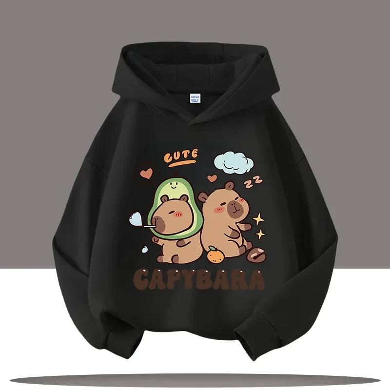 Autumn and Winter Warm Children's Hoodie Capibara Koala Pattern Girls' Hoodie Pullover Comfortable Children's Top