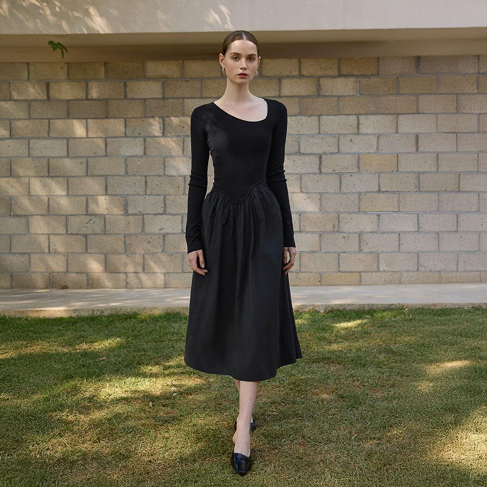 Waiwaiaiem Yy_Cold High-End Splicing Dress_2Color