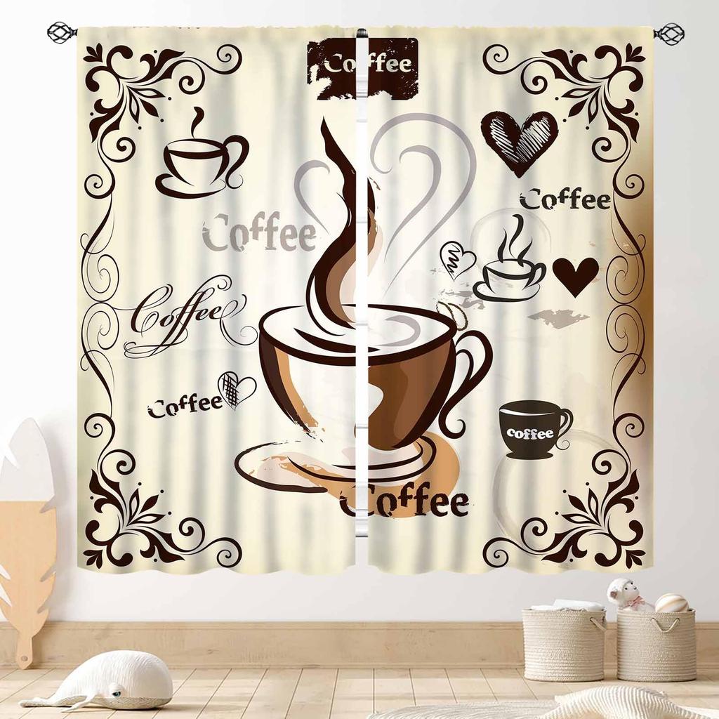 Retro Tableware Kitchen Text Curtain Panels,Distressed Wood Fork Spoon Sweet Home Slogan Full Print Drapes For Bakery Cafe Decor