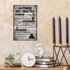 Decor French Vintage Metal Tin Sign - "La Prière Des Toilettes" Wall Art for Bathroom, Farmhouse Decor, Gift