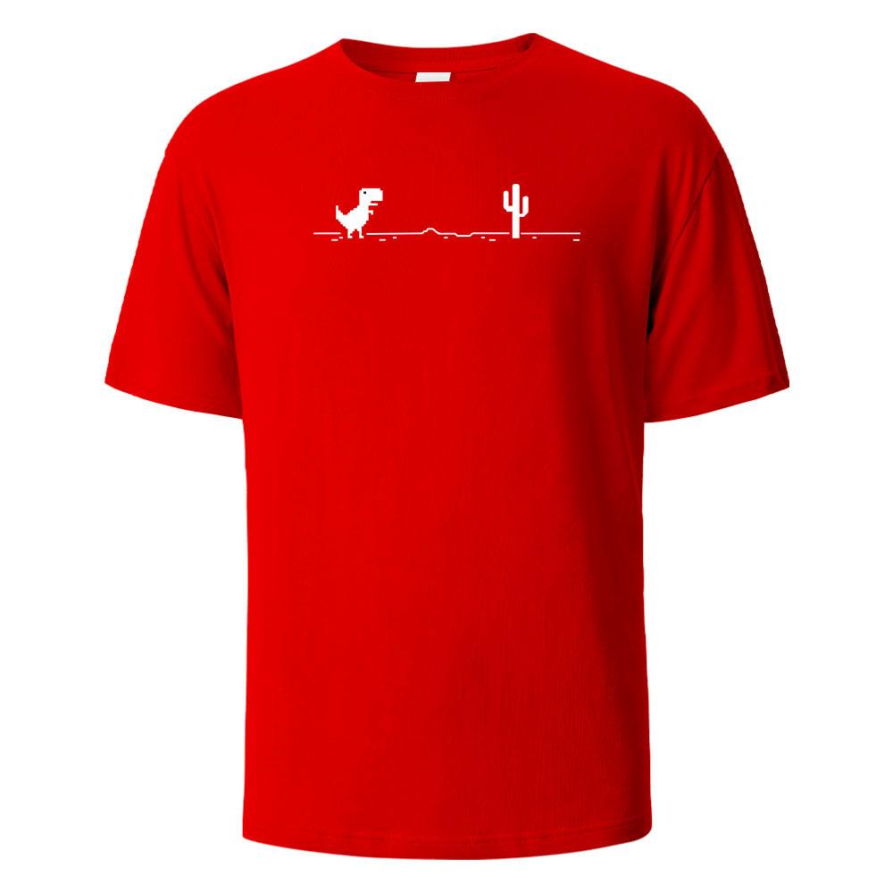 Dinosaur Cactus Print TShirt 100 Cotton Summer Tees For Men Women Oversize Casual Tops