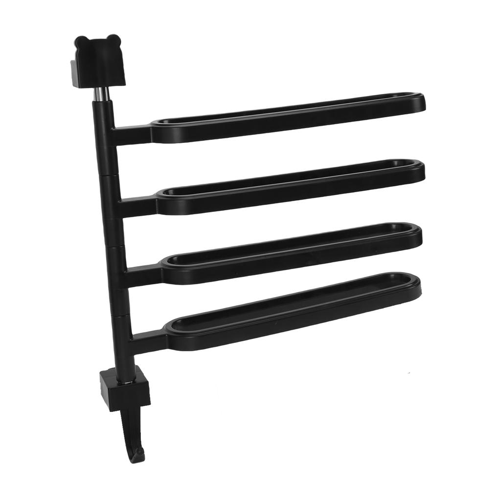 Towel Bar High Strength ABS Multi Arm Wall Mounted Towel Rack Holder with Hook for Bathroom Black
