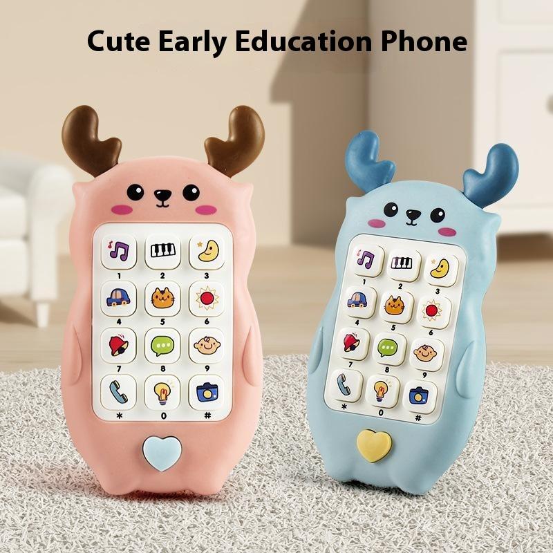 Kids Learning Phone Toy Educational Music Story Bilingual Development with Interactive Light-Up Buttons