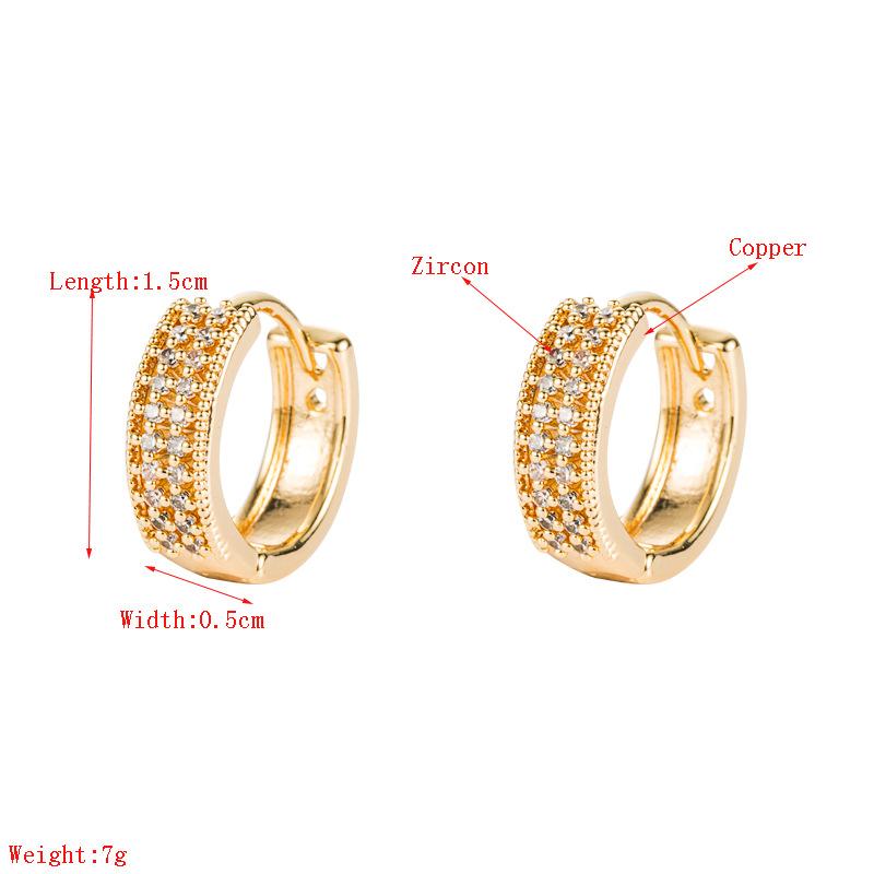 Women Creative Geometric Hoop Earrings Round Gold Color Ear Ring Zircon Crystal Buckle Type