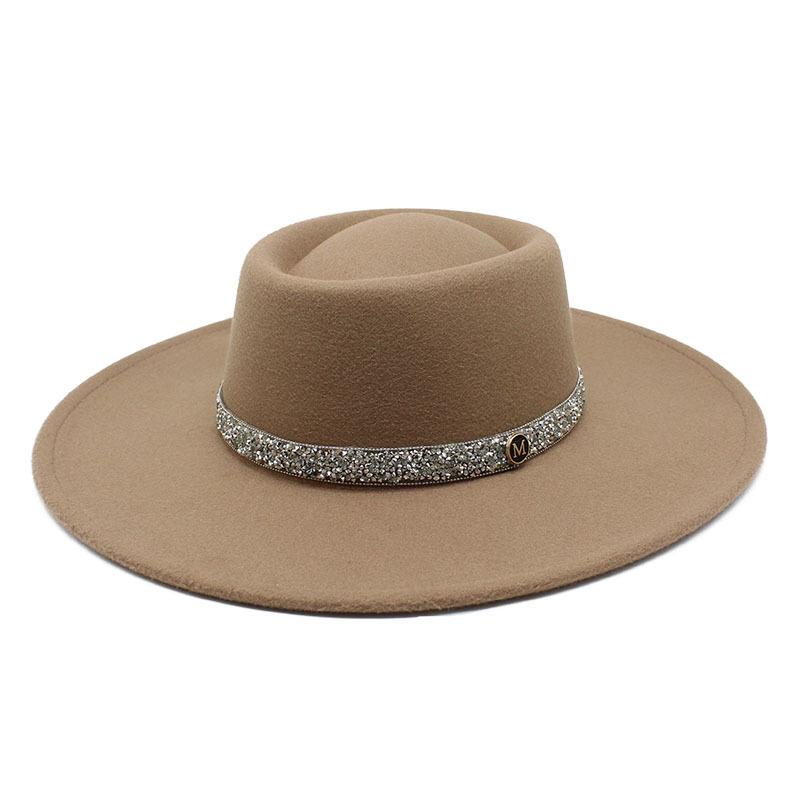 9.5Cm Brim Wool M Standard Diamond Felt Hat Concave And Convex Top Men'S And Women'S Top Hats Wide Brim Felt Hat