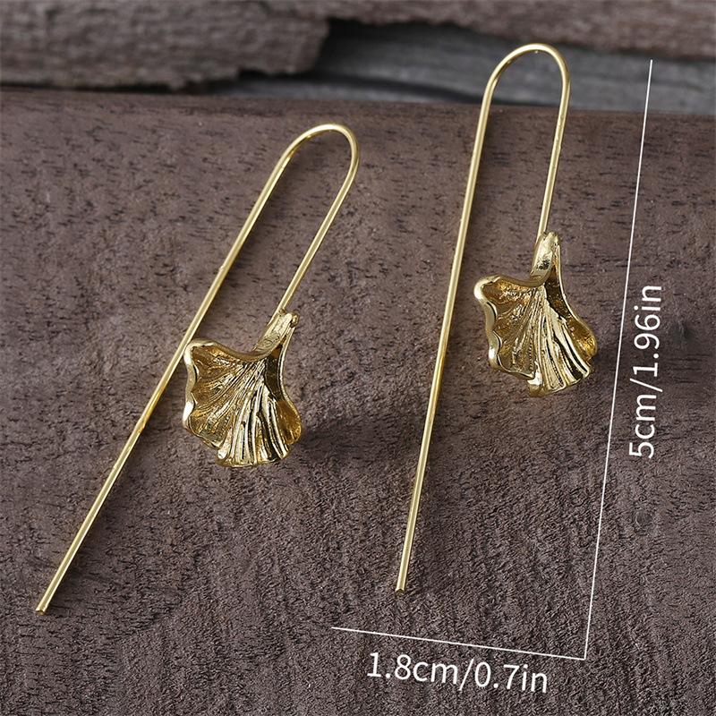 Brincos Boêmios Frescos de Folha de Ginkgo Brincos de Folha com Temperamento Literário