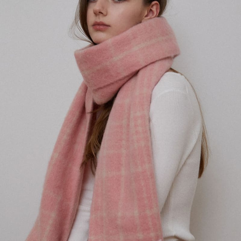 Tatiana Kuscheliger Karomuster Wollmischungs-Schal MF8108 Rosa