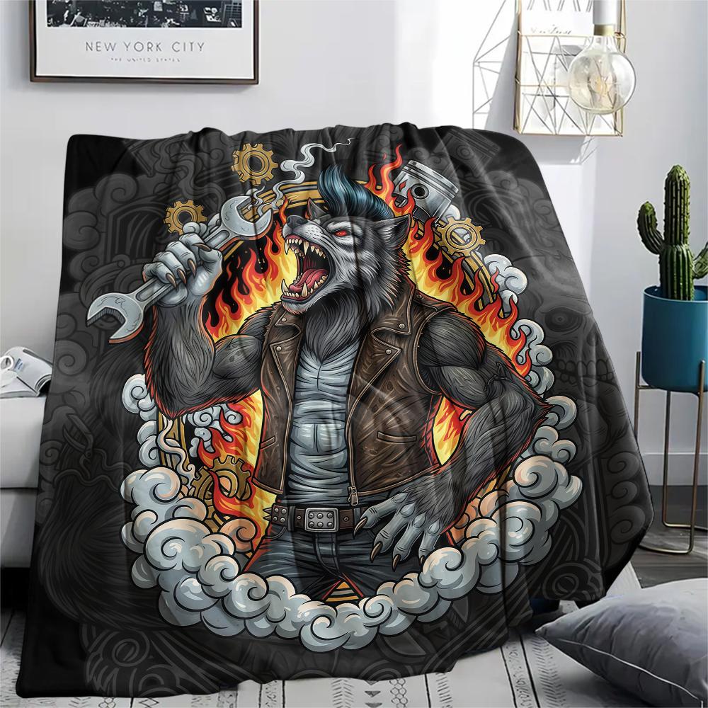Street dark gorilla wolf truckPrint Flannel Blanket,High quality Comfortable for All Seasons,Home Decor,Warmth and Comfort,Perfect for Christmas Gifts