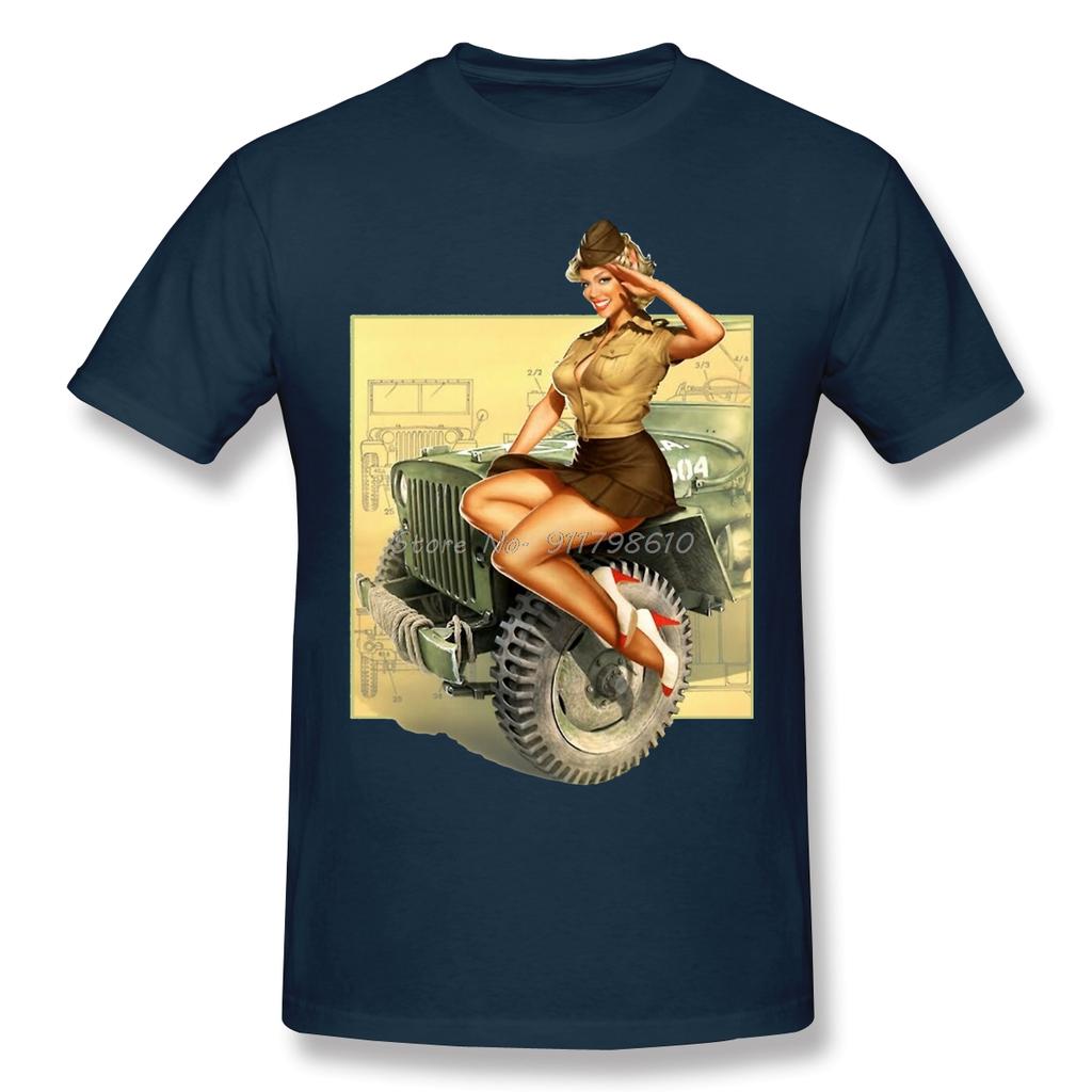 Pin-up Willys MB Jeeps Vintage Casual T Shirt Hot Sale Band Of Brothers TShirt Anime Men Tee Streetwear Harajuku