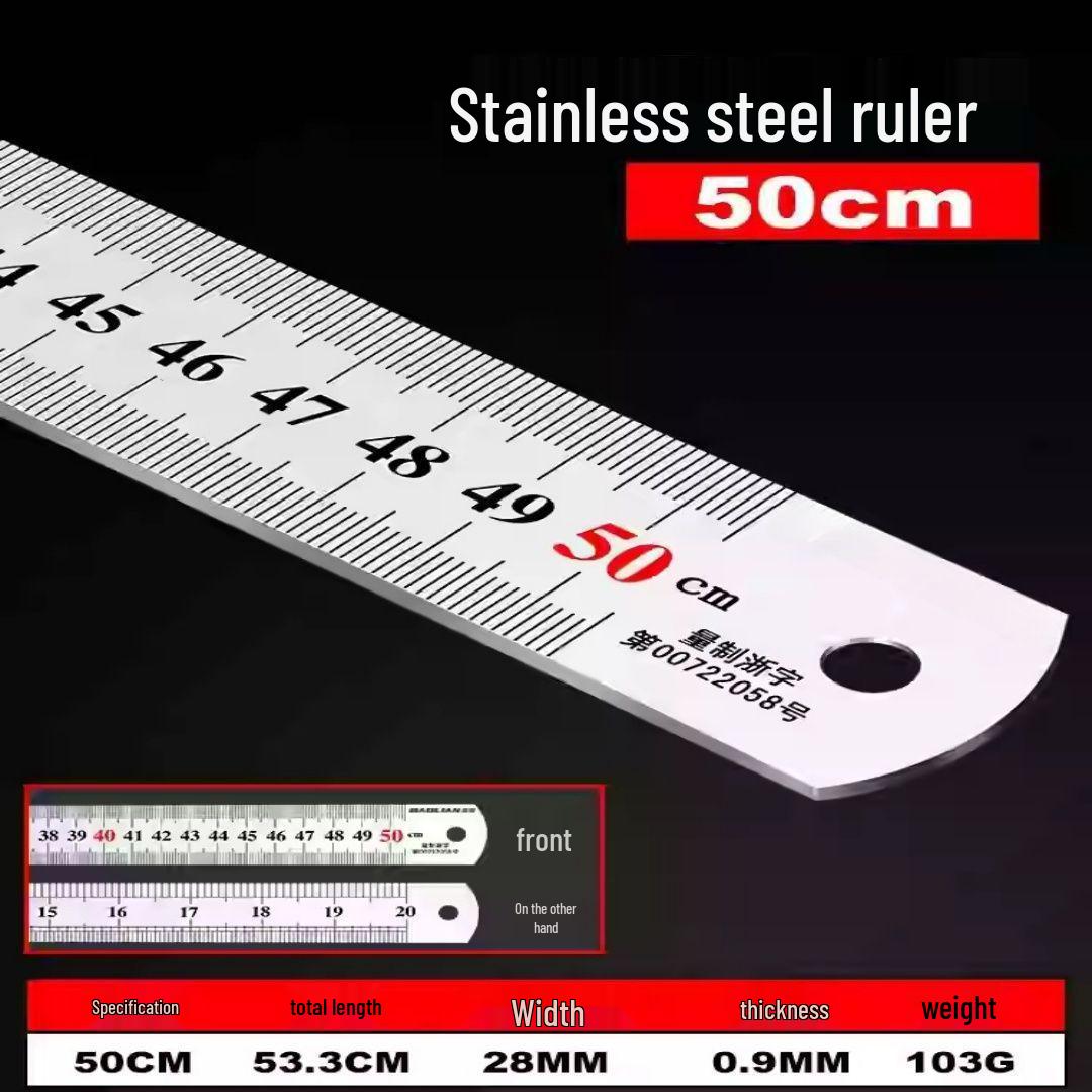 

Лінійка двостороння з нержавіючої сталі - 15/20/30/50см/1м, потовщена для студентського використання