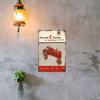 Retro Red Tractor with Exhaust Smoke in Countryside Scene Vintage Metal Wall Sign Decor Poster Frames Garage Living Room