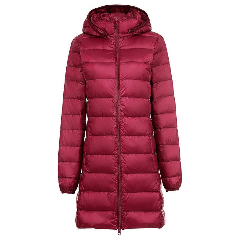 Down Jacket Ladies Coats Long Autumn Winter Hat Detachable Light Down Jacket Women Hooded Outerwear Female Warm Coat
