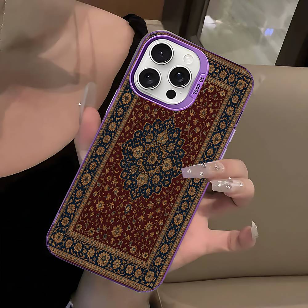 Persian Carpet Floral Art Phone Case For IPhone 16 15 14 13 17 Pro Max 11 12 Colorful Shockproof Cover