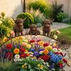 Commemorative Garden Statue Bird Floral Stake, Rustic Metal Yard Art Decorations with Dandelion Accent, Wing Sculpture Weather-Resistant for