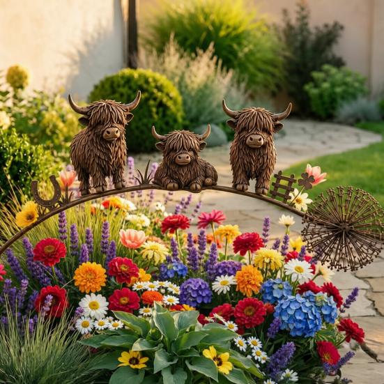 Commemorative Garden Statue Bird Floral Stake, Rustic Metal Yard Art Decorations with Dandelion Accent, Wing Sculpture Weather-Resistant for
