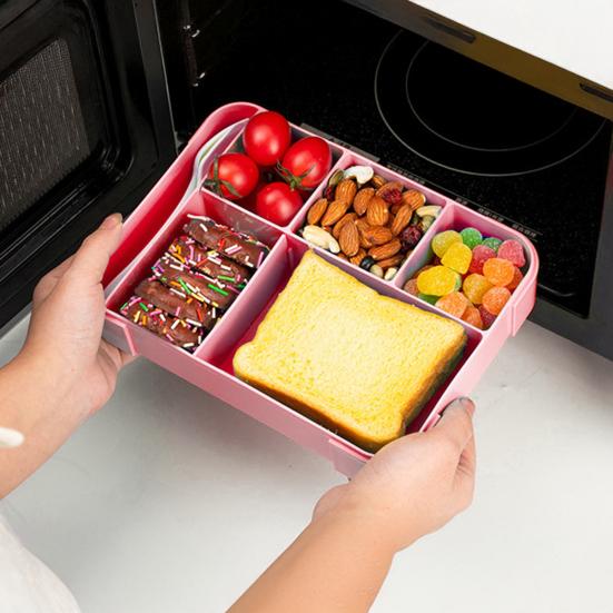 Yousheng Lunch Box with Fork Spoon Split Bento Box Leak-proof Food Container BPA-Free Meal Prep Container for School Office