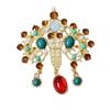 Retro European Court-Style Gemstone Brooch - Antique Replica with Full Diamond and Colorful Gems for Women