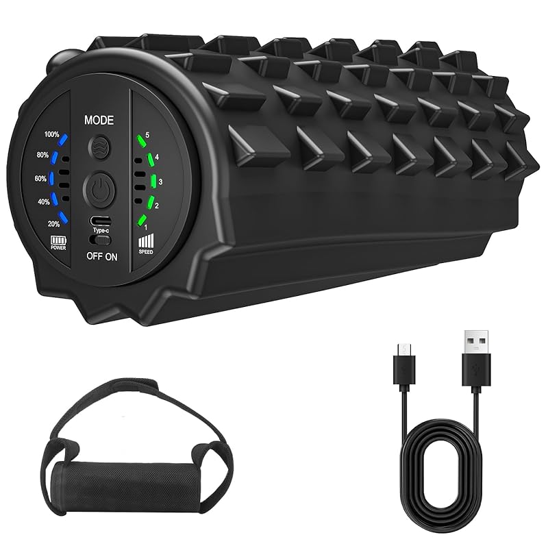 

COOBST Vibrating Foam Roller, Electric Foam Roller with 5 Intensity Settings, Rechargeable, Built-in Heavy-Duty EVA Solid Core, Perfect for Fitness,