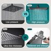 12 Inches Big Panel Large Flow Ceiling Mounted Supercharge Shower Head Set 3 Modes High Pressure Abs Rainfall Bathroom Shower