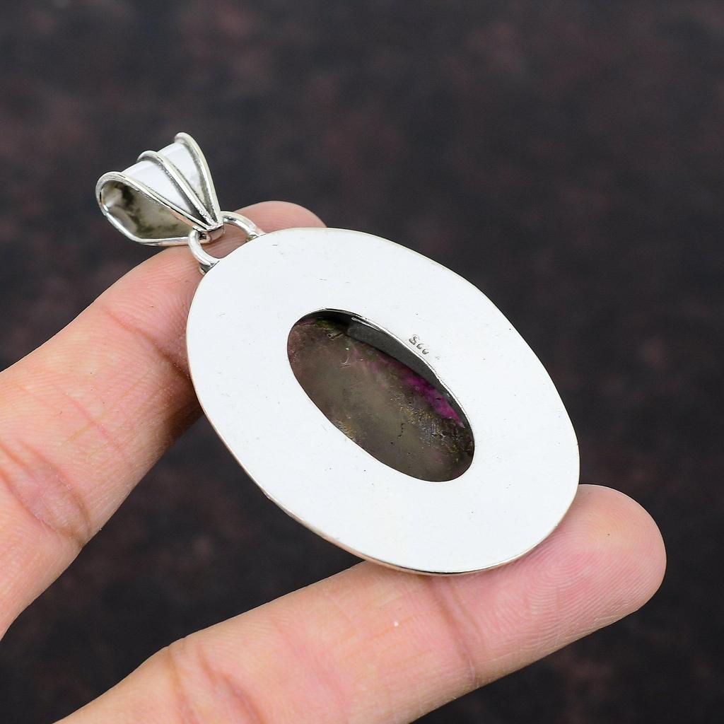 Natural Kingman Pink Dahlia Turquoise Pendant 925 Sterling Silver Pendant Beautiful Gemstone Jewelry Handmade Vintage Pendant Gift For Women
