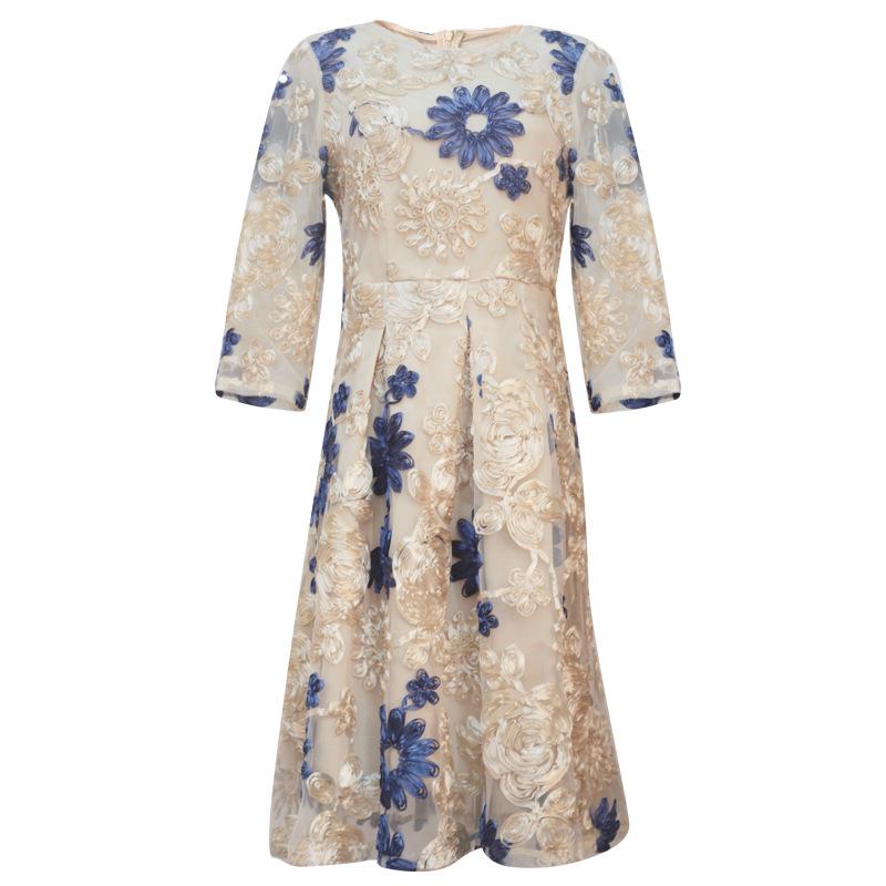 

Кружевное платье А-силуэта большого размера - Повседневное и универсальное для весны/осени 3XL