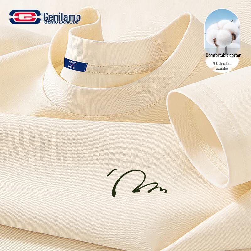 GENIOLAMODE Men s Heavy Cotton Long-Sleeve T-Shirt L