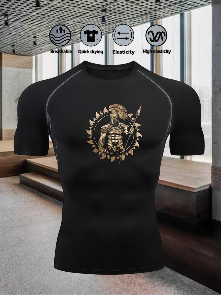 Men's Short Sleeve Compression T-Shirt Breathable Elastic Ancient Greek/Strength Training Style Top