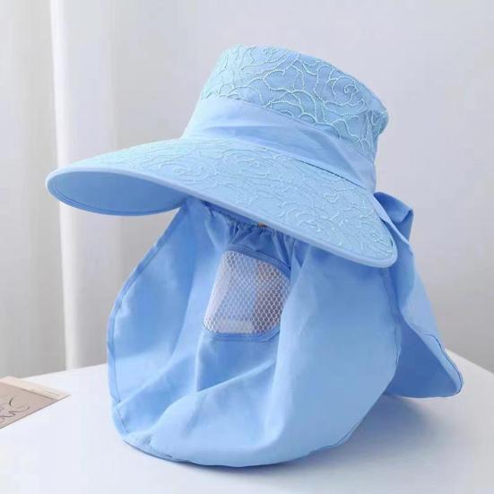 Sun Hat High-Density Sunscreen Fabric UPF50+ Protection Wide Brim Fisherman Hat Shawl Face Guard Design Outdoor Summer Hat