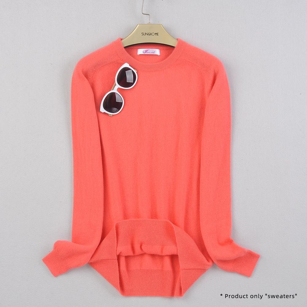 Dámský kašmírový svetr s kulatým výstřihem pro teplo a pohodlí pletený svetr s dlouhým rukávem