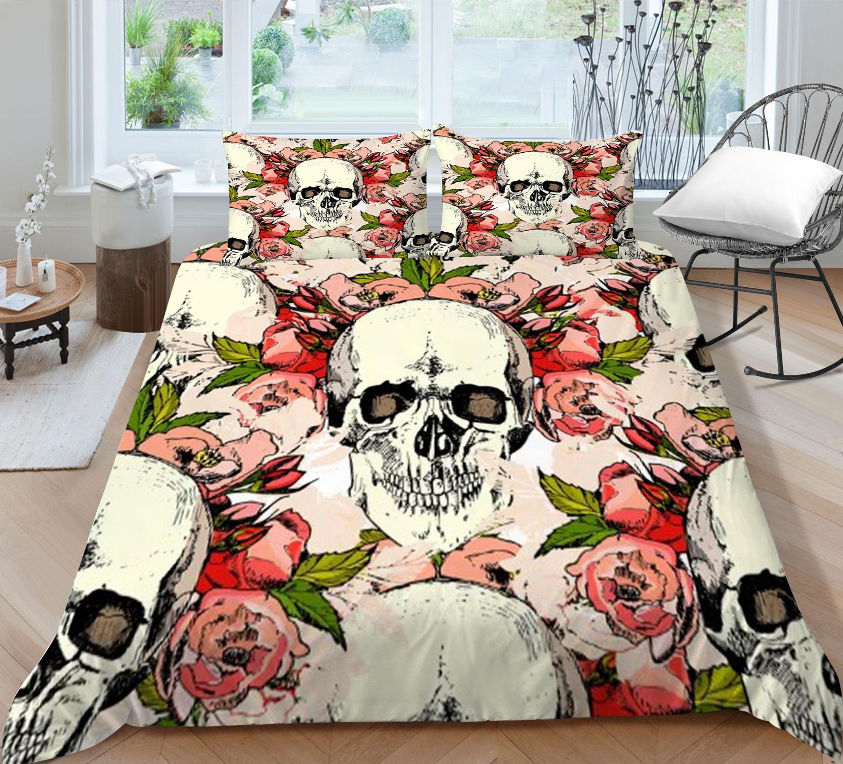 

3D Постельный комплект Домашнее постельное белье Принт черепа Покрывало Женщина Мужчина Наволочка Удобный Теплый Одеяло Пододеяльник EU Single 135x200cm