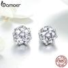 Bamoer Authentic 925 Sterling Silver Classic Clear Cubic Zircon Small Stud Earrings