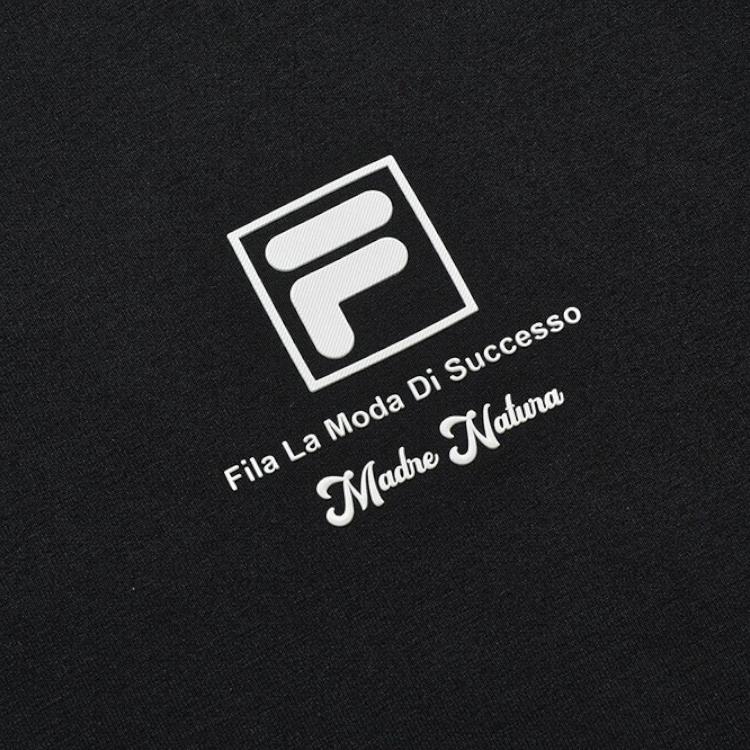 FILA Simple Comfortable Basic Casual Logo Knit Pullover Sweatshirt Men sweatshirt Black F11M248205F-BK