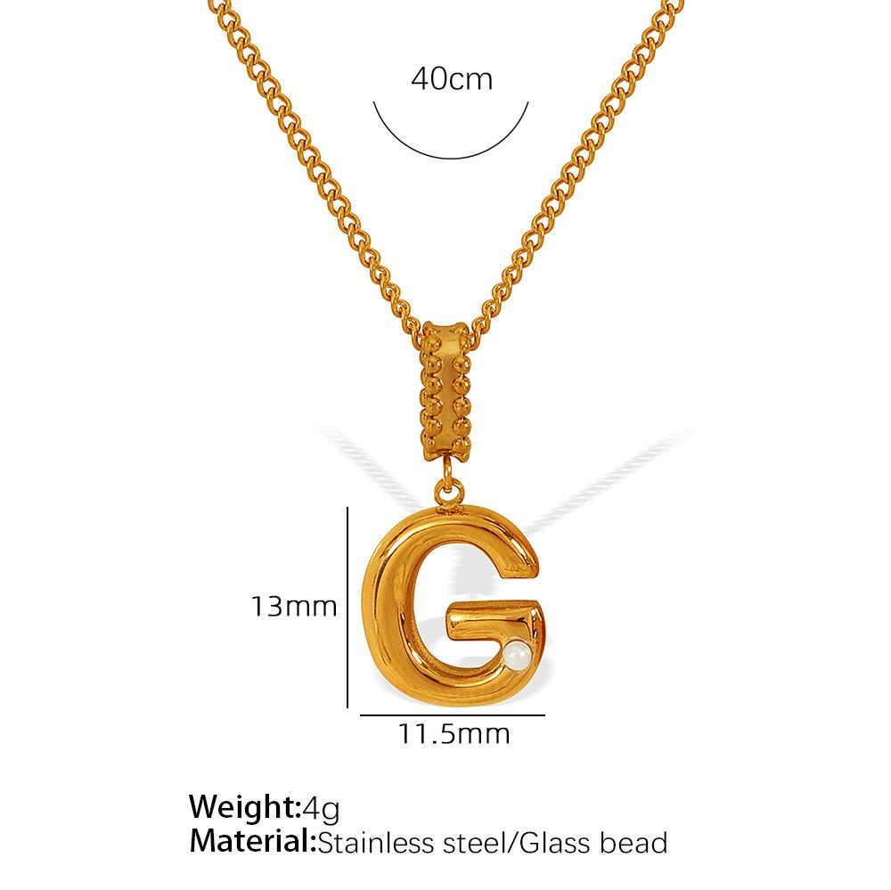 18k Gold-Plated Titanium Steel Bubble Letters Necklace for Women