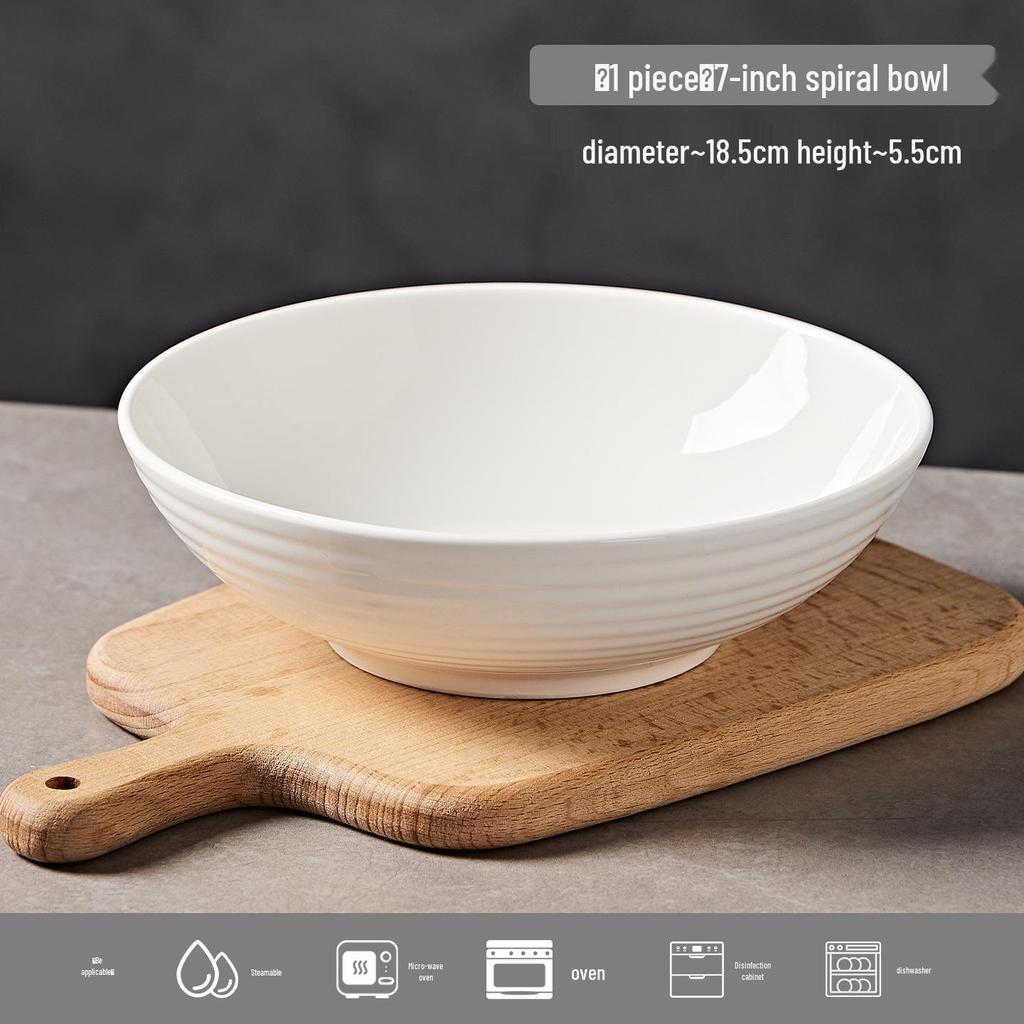Reines Weißes Keramikschüssel- & Teller-Set: Einfaches Geschirr für Suppe, Nudeln & Reis