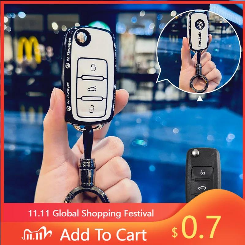 Für VW TPU Auto Schlüsselabdeckung Hülle Schale Fob Für Volkswagen VW Polo Tiguan Golf Jetta Käfer Eos Scirocco Up Transporter Sharan Acc