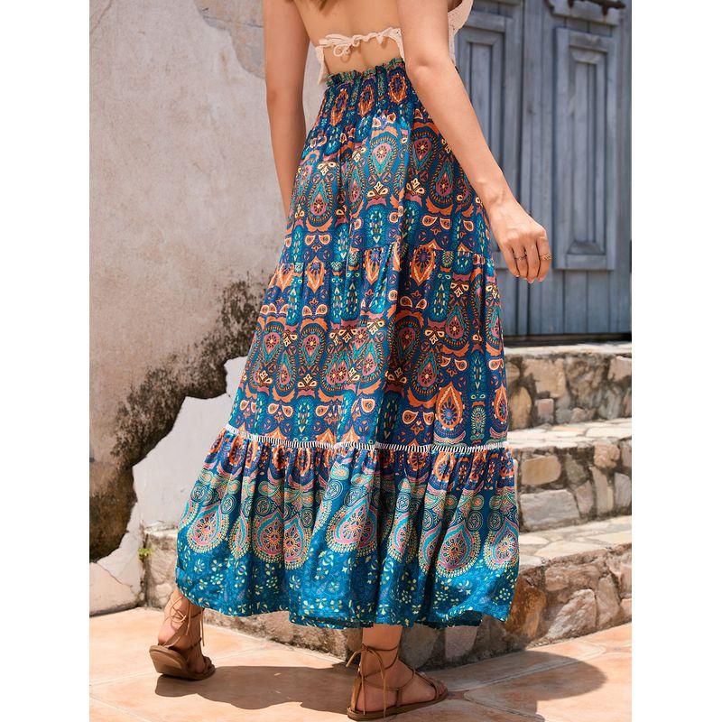 

Bohemian Cut Out Ethnic Holiday Beach Dress Lace Peacock Blue XL