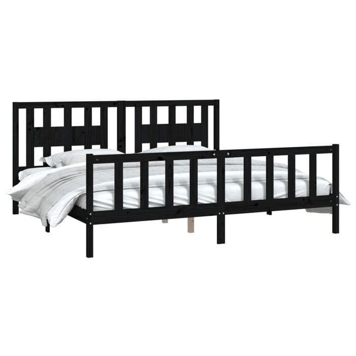 Cadre de lit - Maison Exclusive - Bois de pin massif - Noir - 200x200 cm