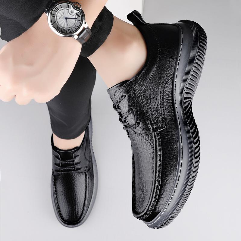 Fashion Walk Mens Oxford Shoes British Style Man Genuine Leather Casual Shoes Non-Slip Lace-Up Formal Dress Footwear Elegantes Men Shoe