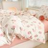 Κρεβάτι με διπλό νήμα Σετ τεσσάρων τεμαχίων Floral τριμμένο παπλωματοθήκη Πλυμένο βαμβακερό σεντόνι κοιτώνα Κρεβάτι τριών τεμαχίων