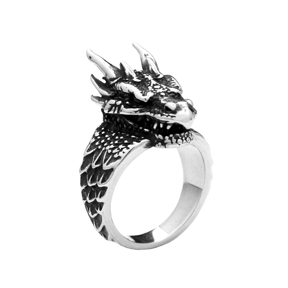 

Винтажное кольцо с головой дракона из нержавеющей стали, амулет викинга, кольца для мужчин, модные панк-ювелирные изделия с животными, подарок, дропшиппинг 10