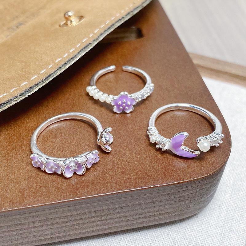 [Qixi Festival Romance] Purple Enamel Dripping Oil Zir*****Pening Ring Butterfly Personality Sweet Dream Niche Ring