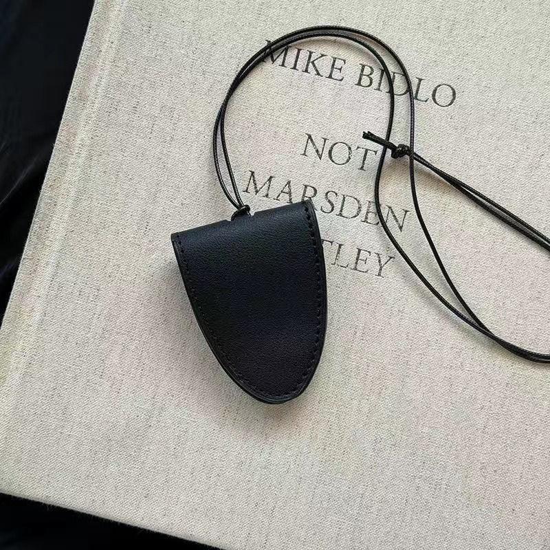 Neck magnetic leather glasses bag Neck card bag Unisex portable long chain key bag Sunglasses storage bag