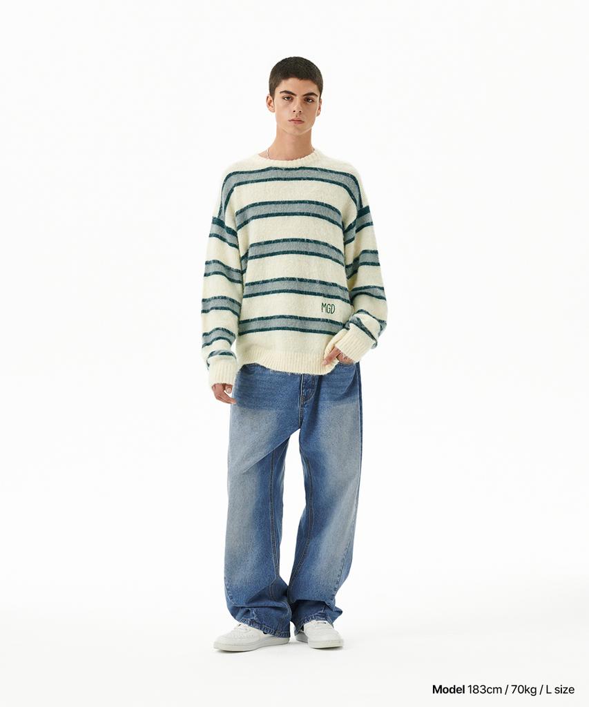 MAHAGRID Hairy Stripe Knit Sweater Ivory(Mg2Ffmk600A)