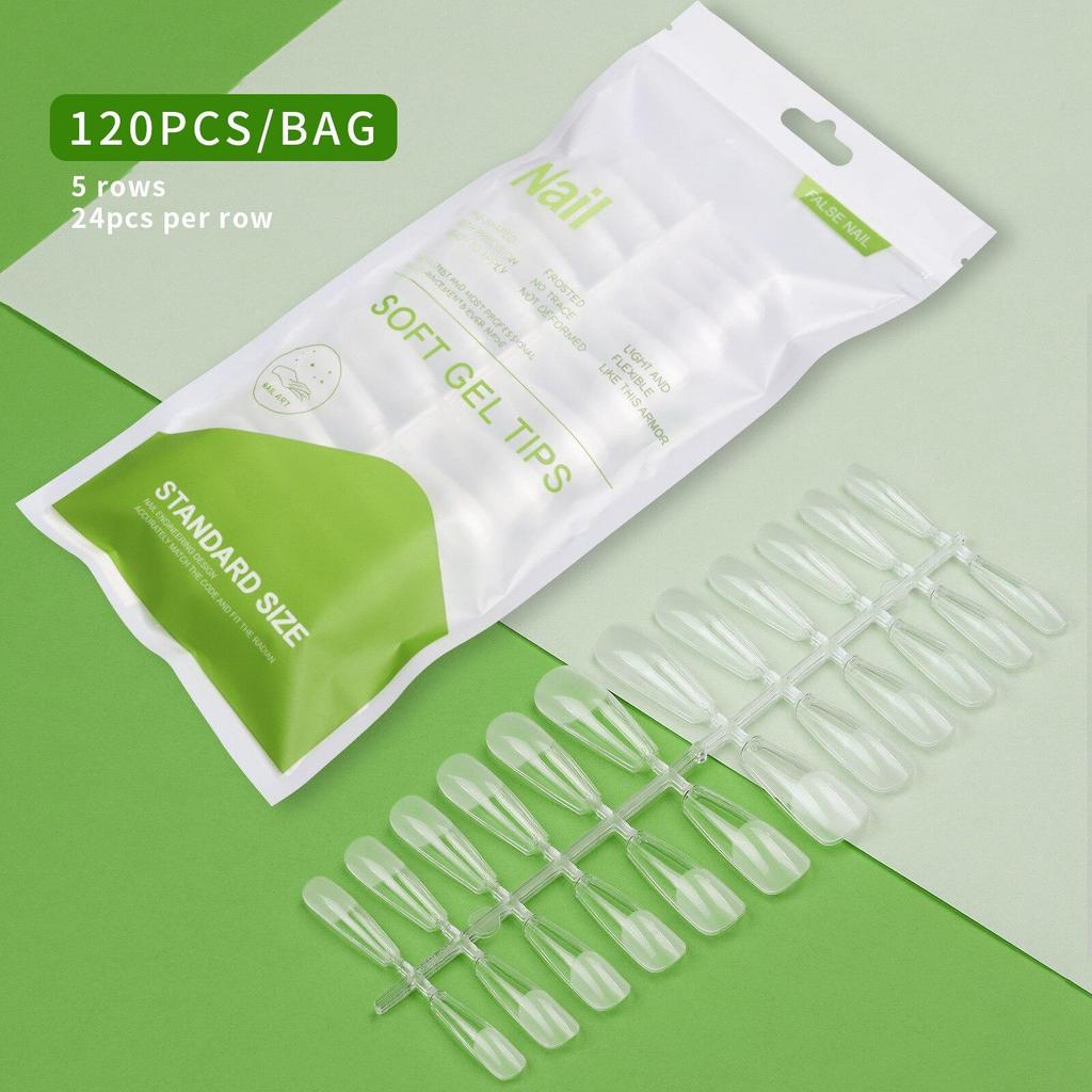 120Pcs Ultra-thin Soft Gel Tips, Transparent Traceless False Nail Tips, Press On Coffin Nails for Natural Look Manicure