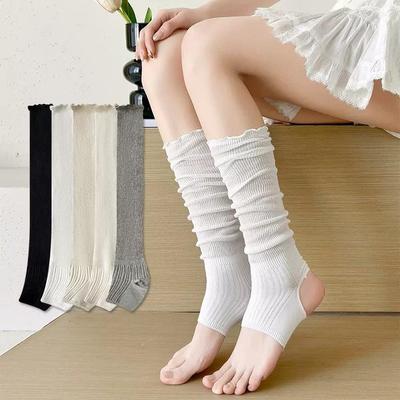 Fußlose Spitzen-Ballettsocken für Damen: Schlankmachende Wadenlange, Einfarbige, Sommerleichte, Japanischer Stil, Lässige Socken für Schöne Beine