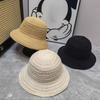 Summer UV Protection Straw Sun Hat for Women Wide Brim Hollow Crochet Bucket Hat Foldable Beach Sunshade Fisherman Cap